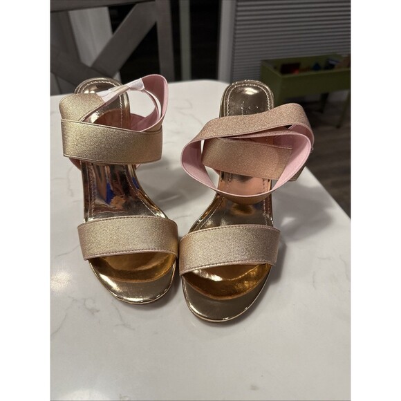 Lauren Lorraine DALLAS Stiletto Heels U.S. 6 Metallic Rose Gold Ankle Strap - Picture 1 of 8